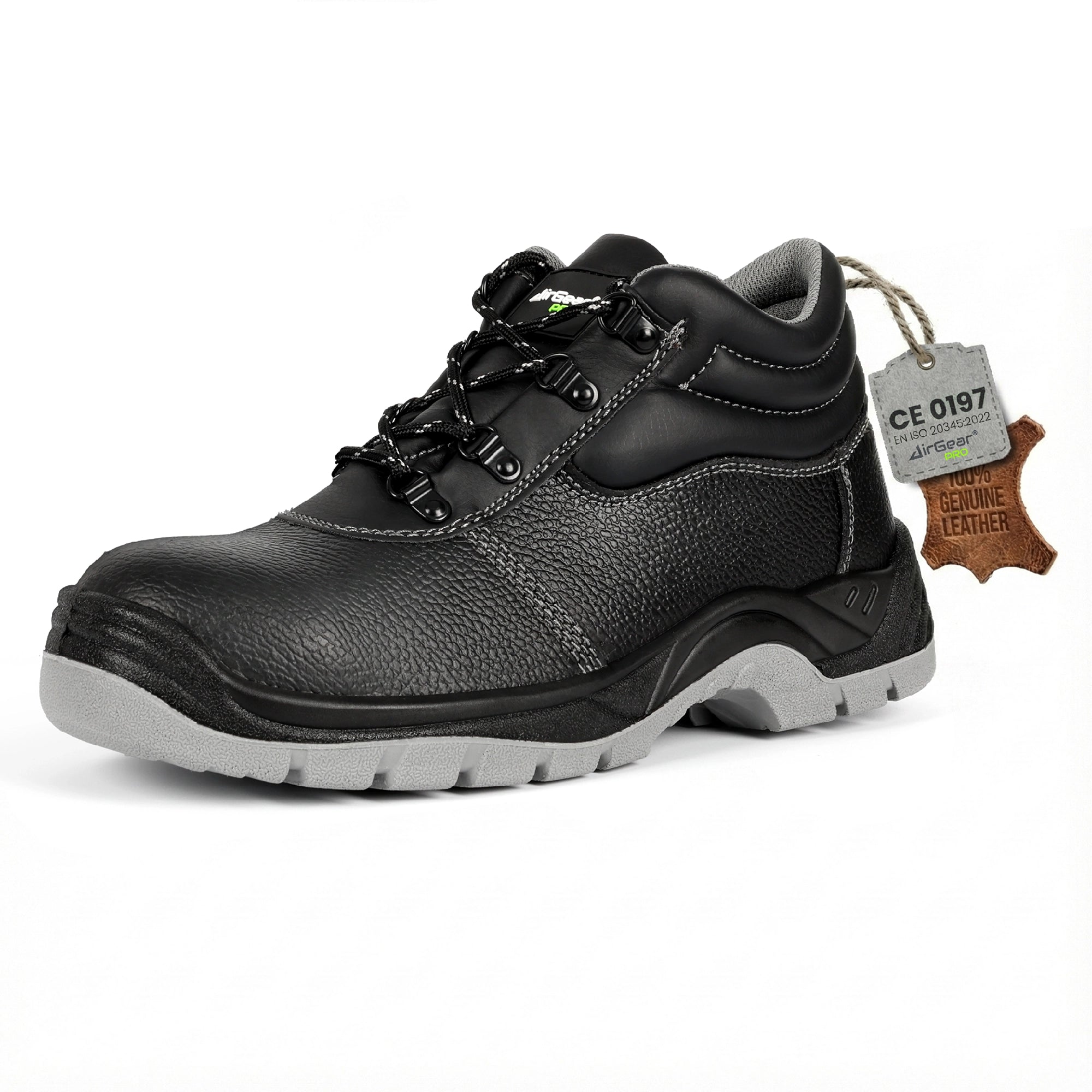 AirGearPro Defender S3 SR Safety Shoes - Steel Toe, Anti-Puncture, Slip-Resistant, Waterproof Leather