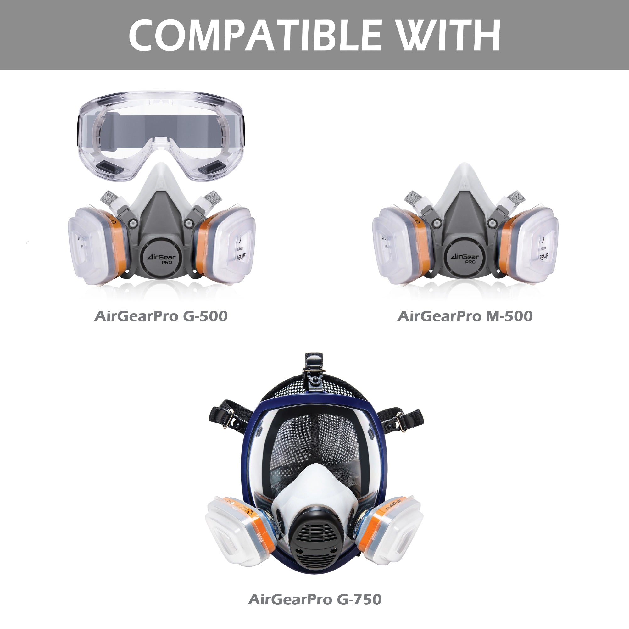 F-500 ABEK1-P2 Multi-Gas & Dust Filters – For G-500, M-500 & G-750 Respirators