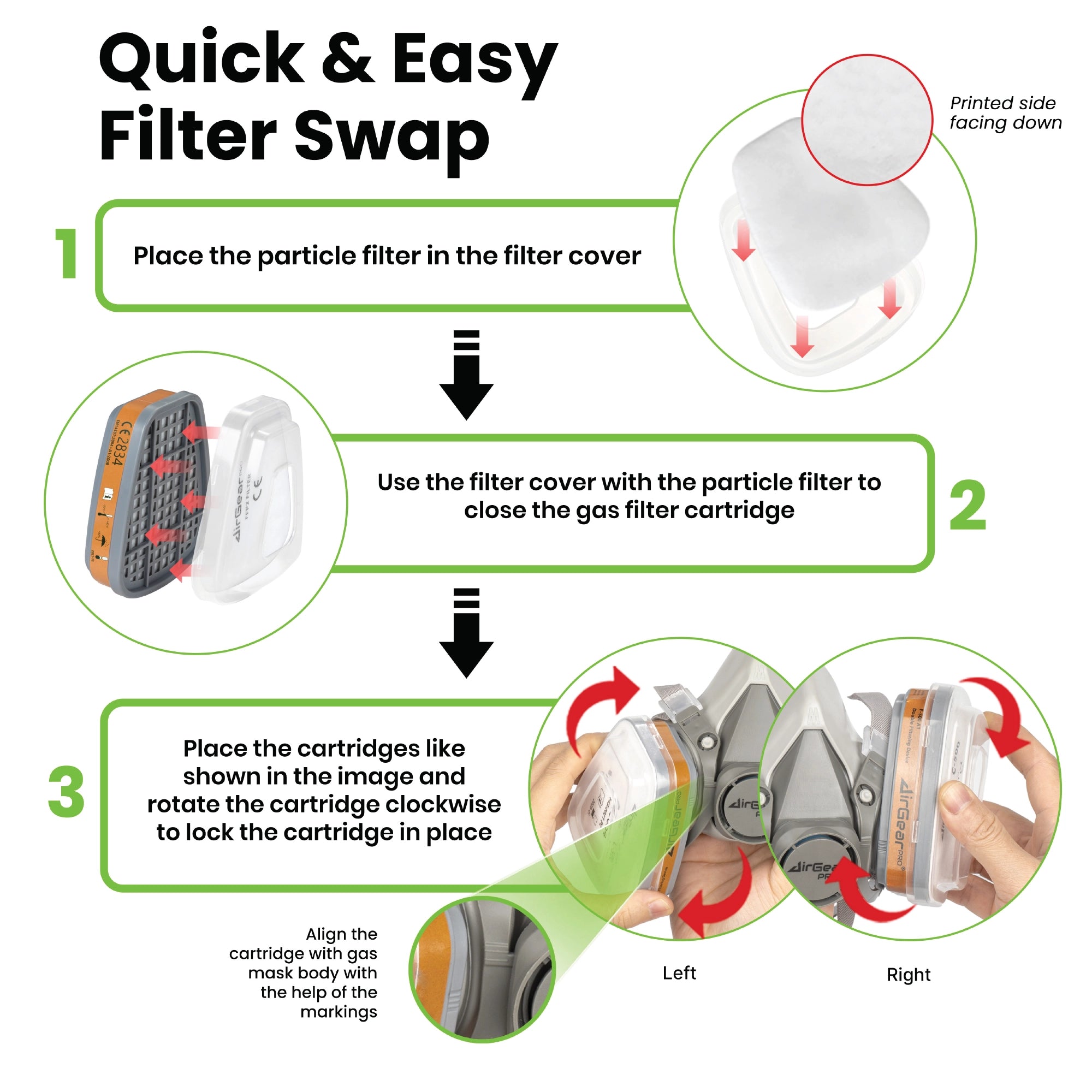F-500 A1P2 Organic Gas & Dust Filters – For G-500, M-500 & G-750 Respirators