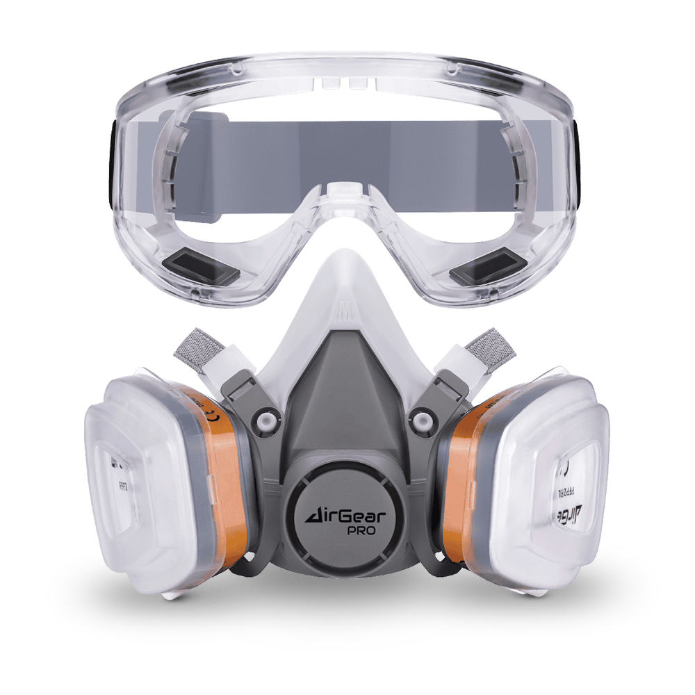 Masque de protection respiratoire à cartouche anti poussière avec lunettes de protection