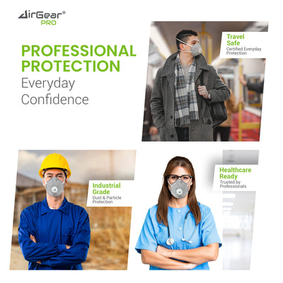 AirGearPro D100C FFP2 Disposable Respirator Mask - CE 2797 Certified, Cool-Flow Valve, Activated Carbon
