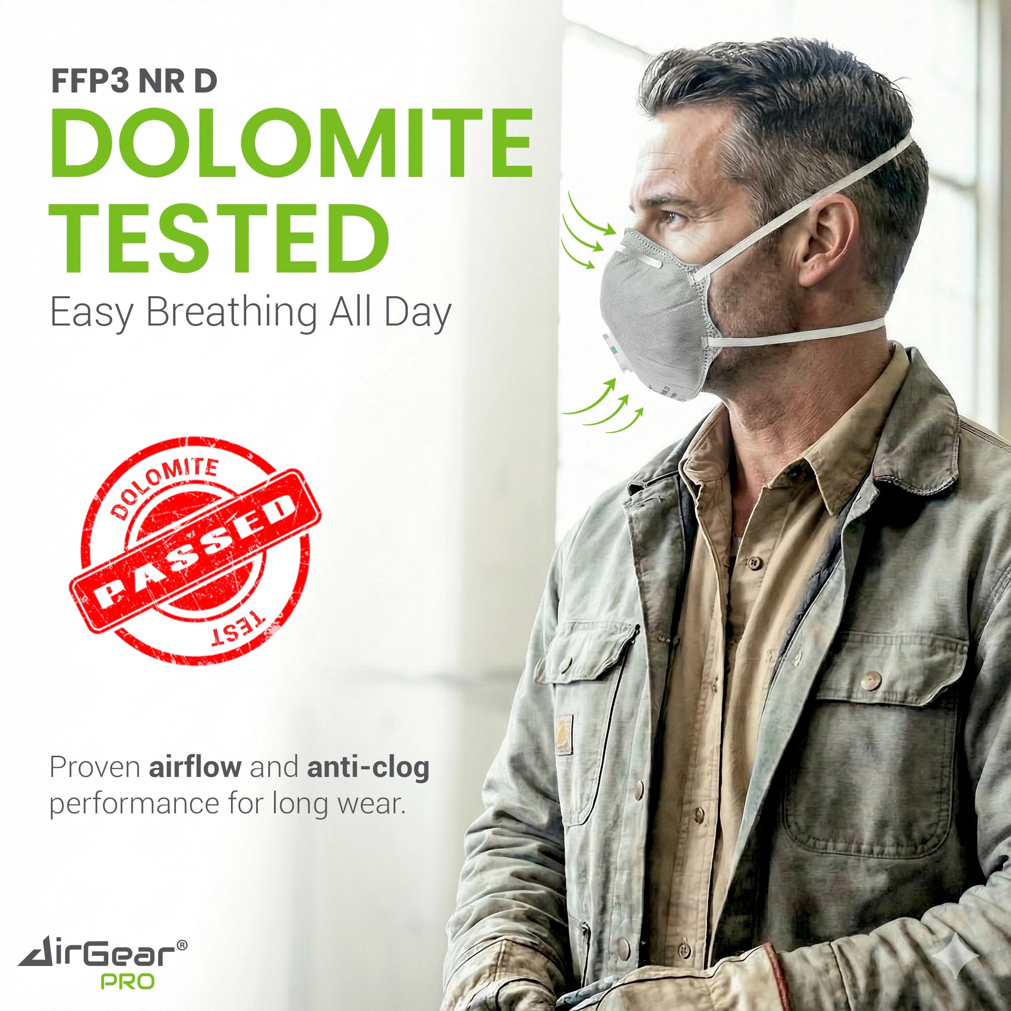 AirGearPro D100C FFP2 Disposable Respirator Mask - CE 2797 Certified, Cool-Flow Valve, Activated Carbon