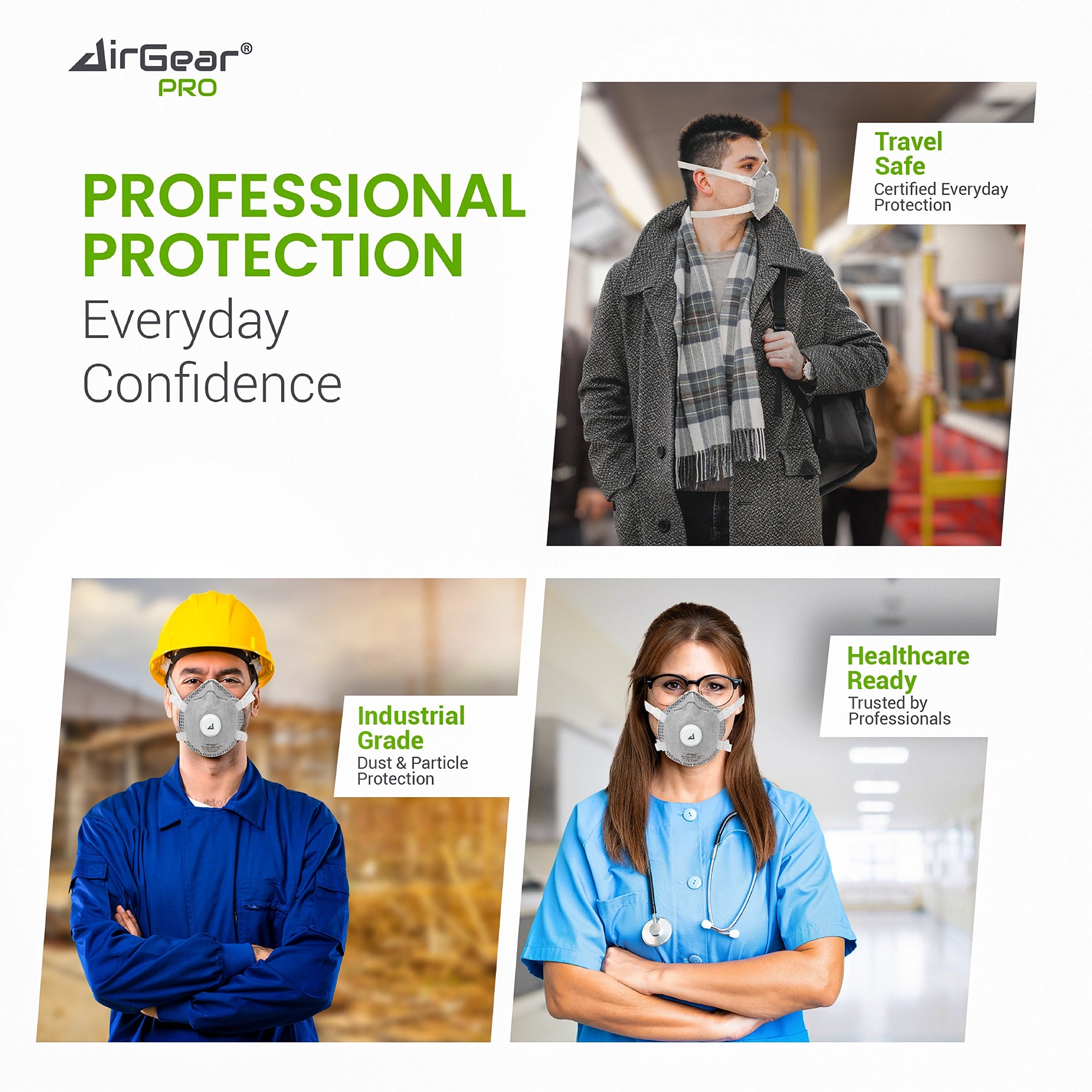 AirGearPro D110C FFP3 Disposable Respirator Mask - CE 2797 Certified, Exhalation Valve, Activated Carbon