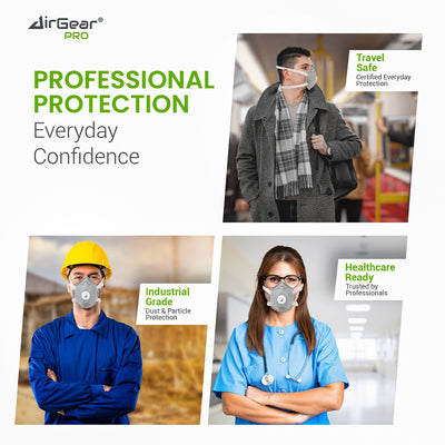 AirGearPro D110C FFP3 Disposable Respirator Mask - CE 2797 Certified, Exhalation Valve, Activated Carbon