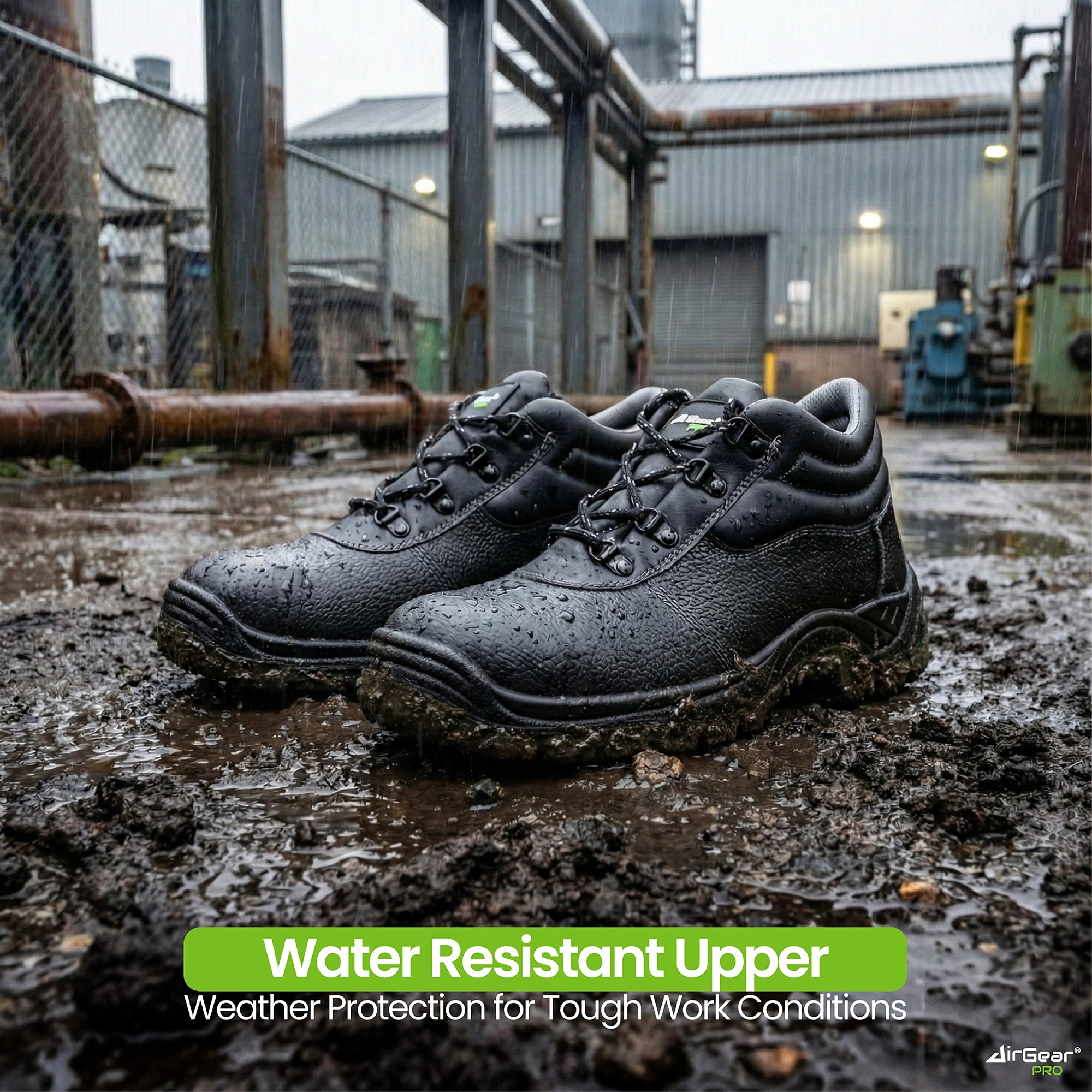 AirGearPro Defender S3 SR Safety Shoes - Steel Toe, Anti-Puncture, Slip-Resistant, Waterproof Leather