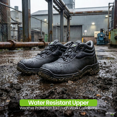 AirGearPro Defender S3 SR Safety Shoes - Steel Toe, Anti-Puncture, Slip-Resistant, Waterproof Leather