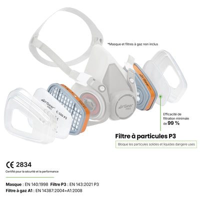 C-500 Filtres P3 Anti-Poussières Fines pour Masques G-500, M-500 et G-750
