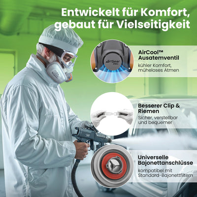 G-500 Atemschutzmaske / Gasmaske mit A1P2-Filtern und Schutzbrille