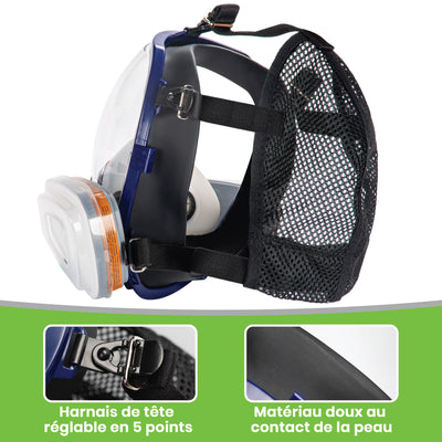 Masque de Protection Respiratoire Intégral G-750 avec Filtres A1P2