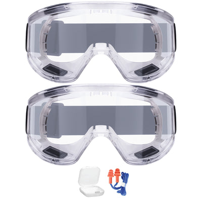AirGearPro Vision-1000 anti-fog safety goggles 2-pack with earplugs