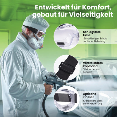 Vision-1000 Anti-Beschlag-Schutzbrille - 2er-Pack mit Ohrstöpseln