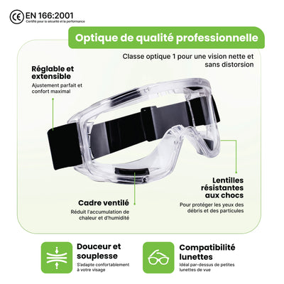 Lunettes de Protection Vision-1000 Anti-Buée Anti-Rayures
